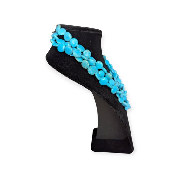 Turquoise Colored Beaded Multi Strand Necklace with Lobster Claw Clasp - Picture 4 of 7